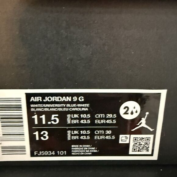Size 11.5 Nike Air Jordan 9 Low Golf University Blue Sneakers FJ5934-101 Mens